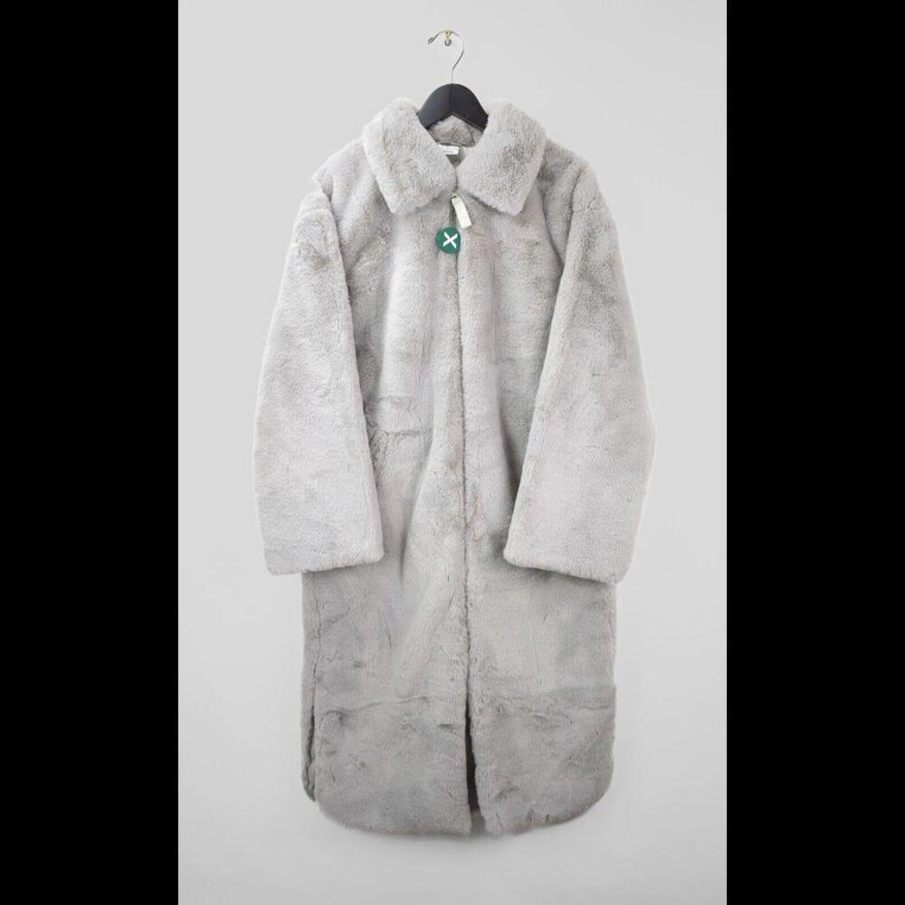 [SOLD] NEW NIKE Women's Sz S Gray FAUX FUR Swoosh Long Jacket (DQ6838 012)